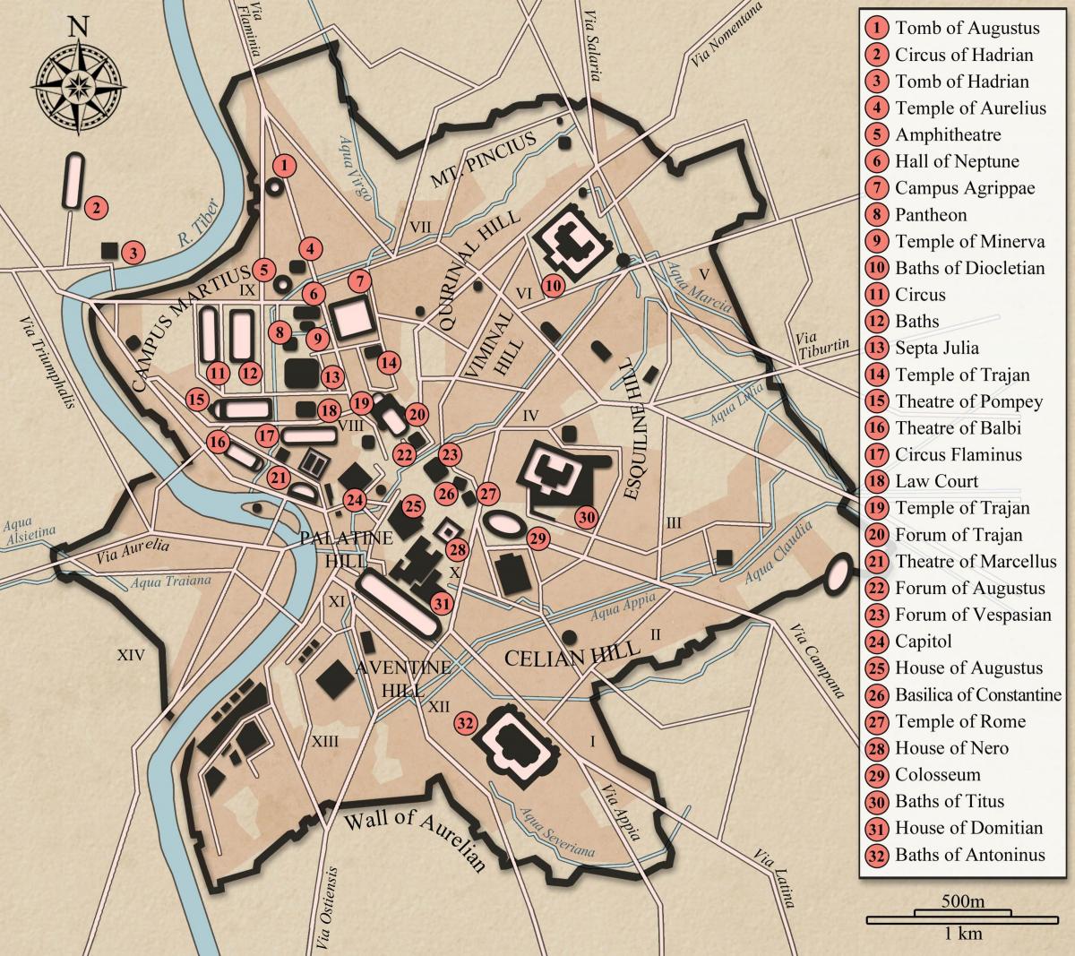 古代的罗马城市的布局图