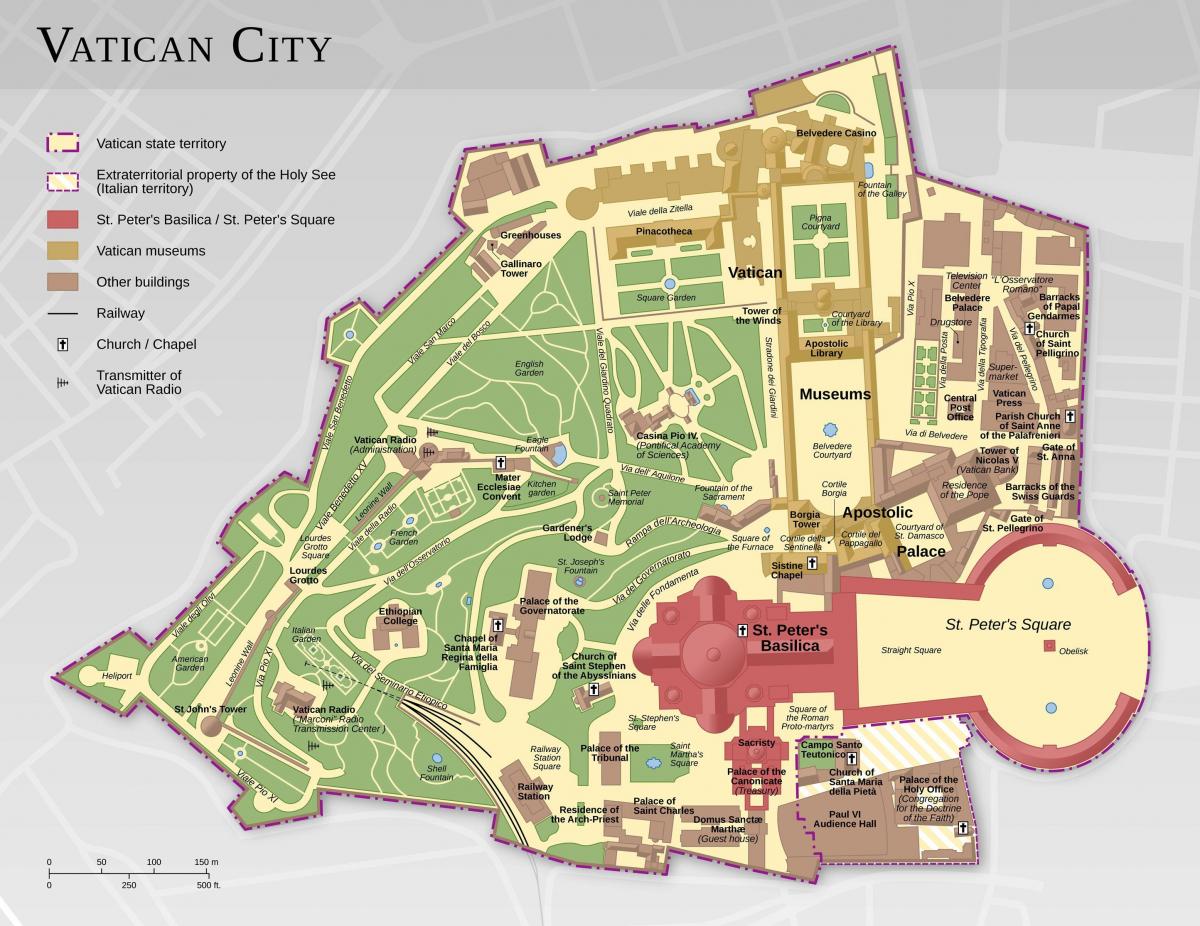 地图和罗马梵蒂冈城