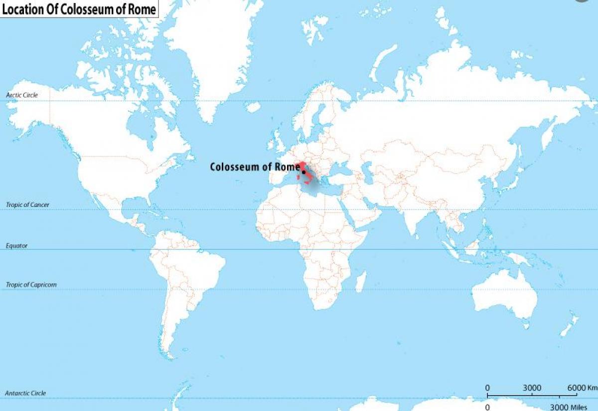 意大利罗马的世界地图上