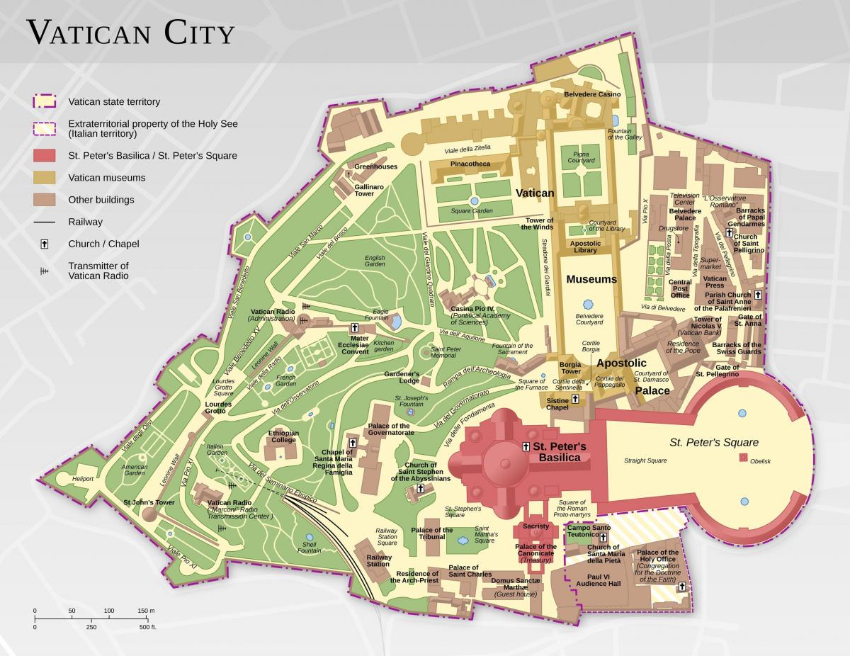 梵蒂冈城市的旅游地图