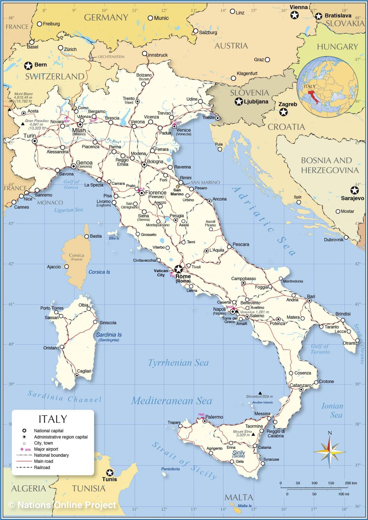 罗马和意大利地图