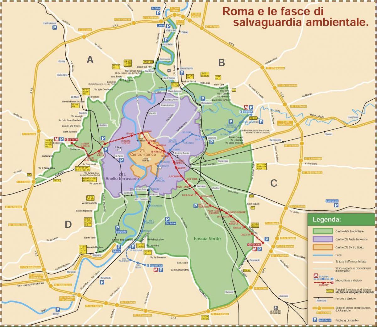 罗马限交通区的区域地图