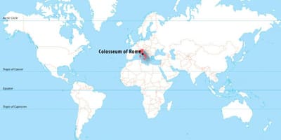 意大利罗马的世界地图上
